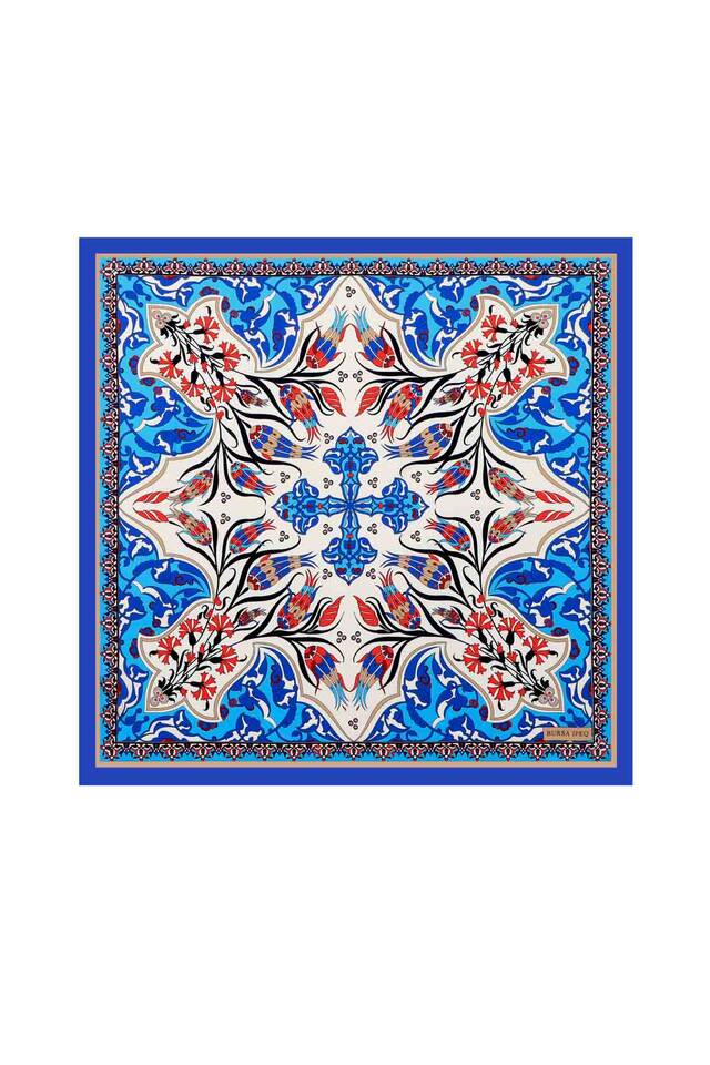 Saks Çintemani Carnation Pattern Silky Pocket Square - Bursa İpek