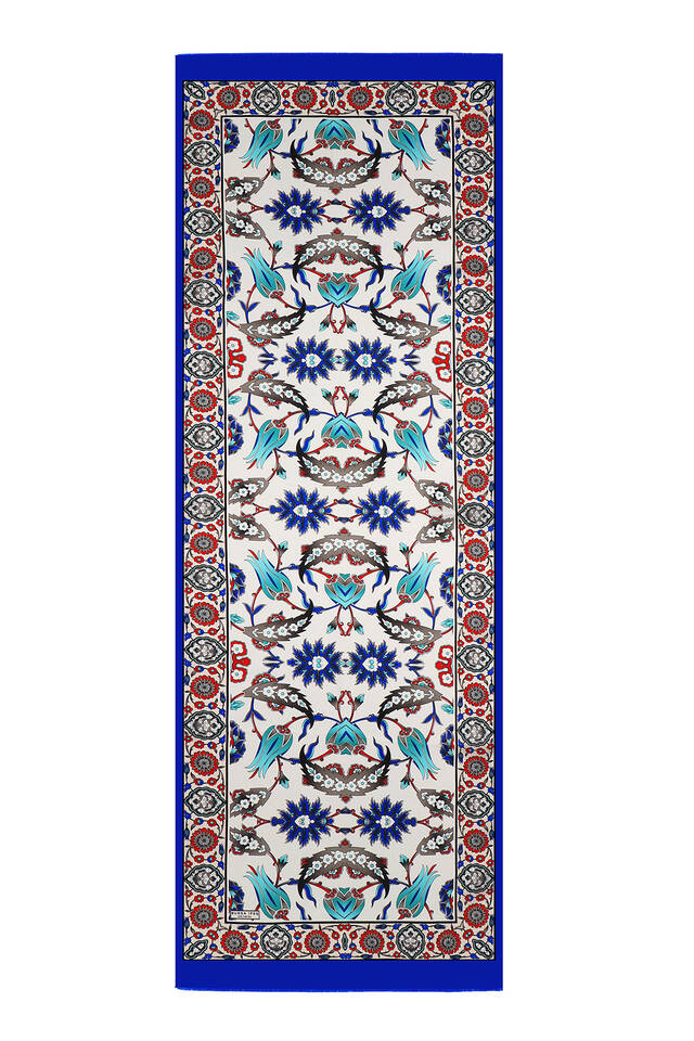 Saks Cream Efes Pattern Silk Foulard - 4