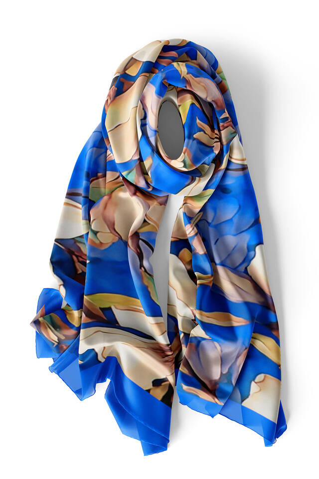 Saks Daffodil Pattern Silk Foulard - 4