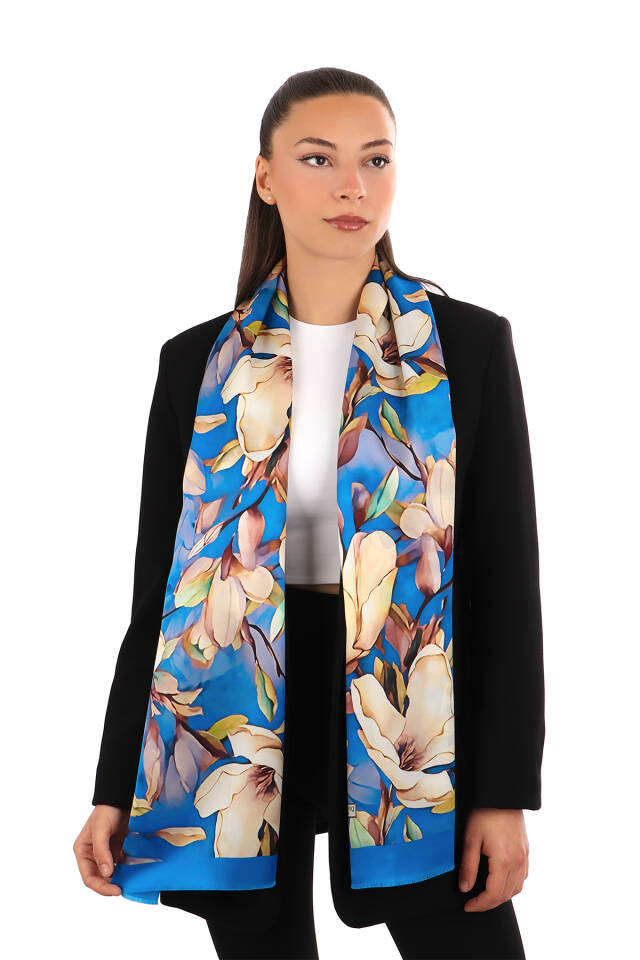 Saks Daffodil Pattern Silk Foulard 