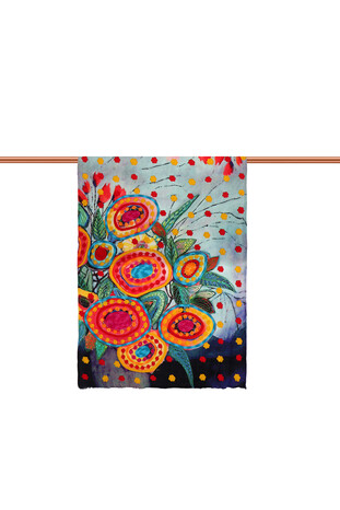 Saks Embroidered Marimo Wool Shawl - Thumbnail