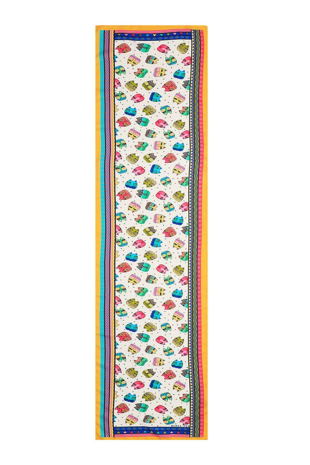 Saks Fuchsia Patterned Silky Foulard - 4