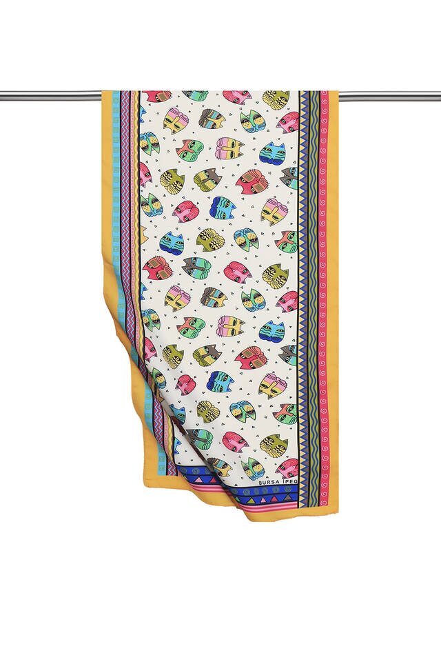 Saks Fuchsia Patterned Silky Foulard - 1