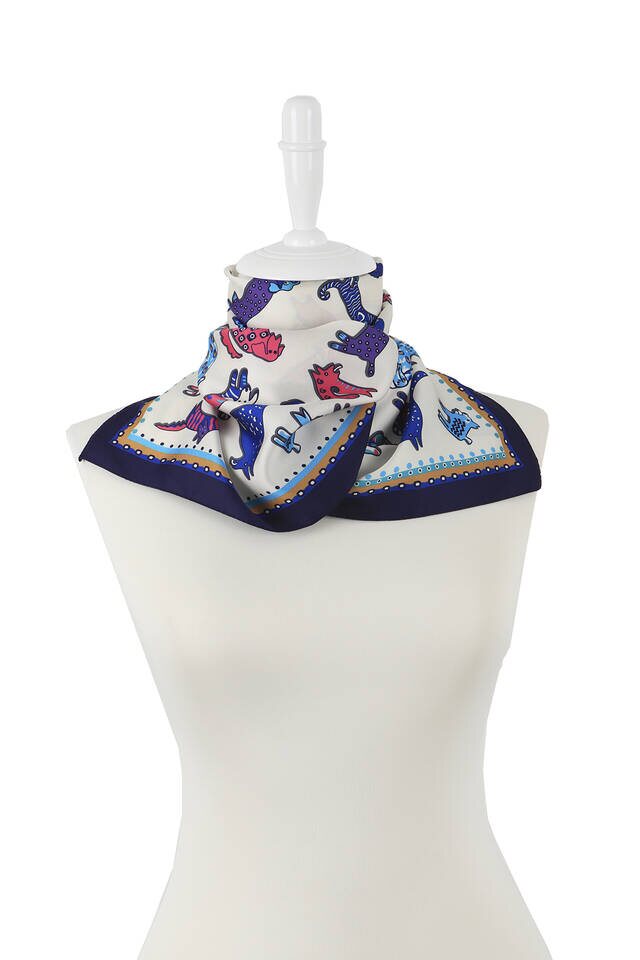 Saks Fuchsia Patterned Silky Foulard - 2