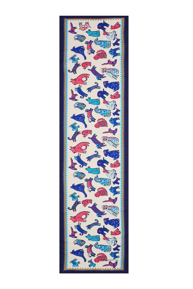 Saks Fuchsia Patterned Silky Foulard - 4