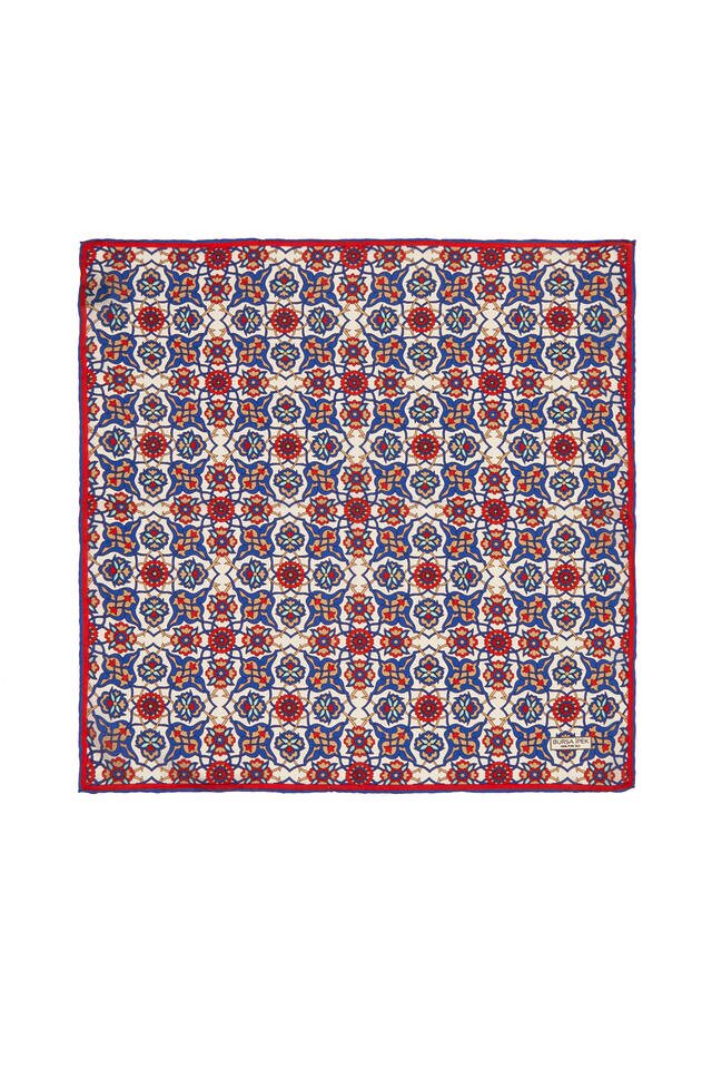 مربع الجيب الحرير نمط لولبية بلاط الذهب ساكس - Bursa İpek
