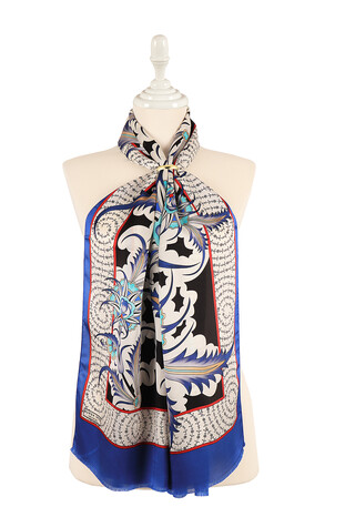 Saks Golden Horn Pattern Silk Foulard 