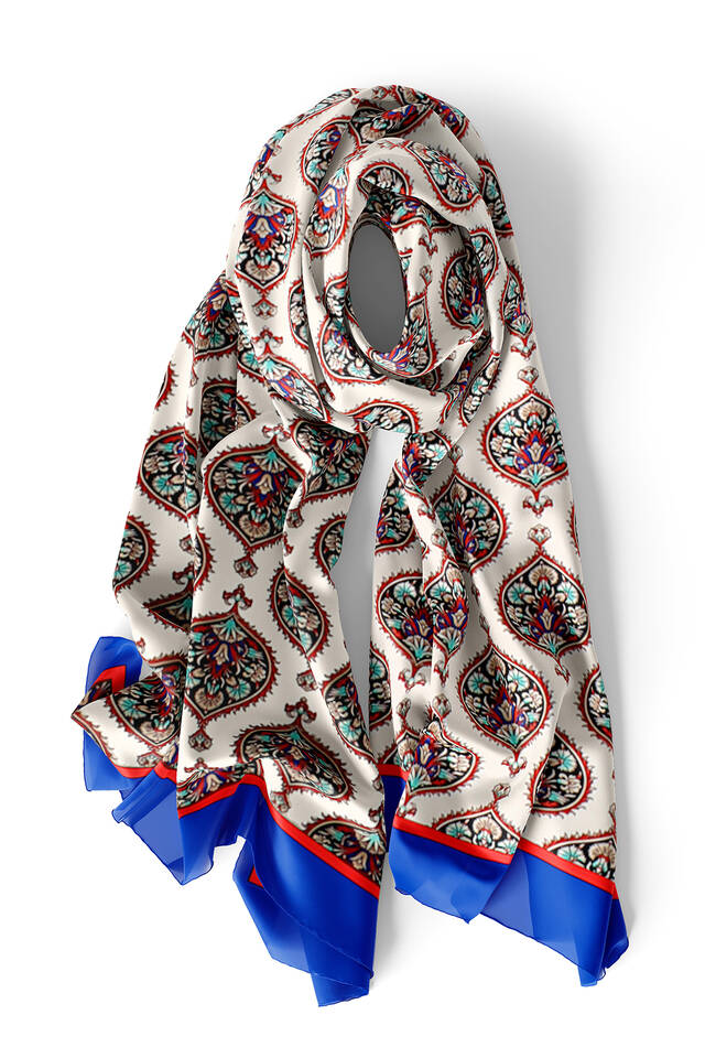 Saks Hatai Pattern Silk Foulard - 3