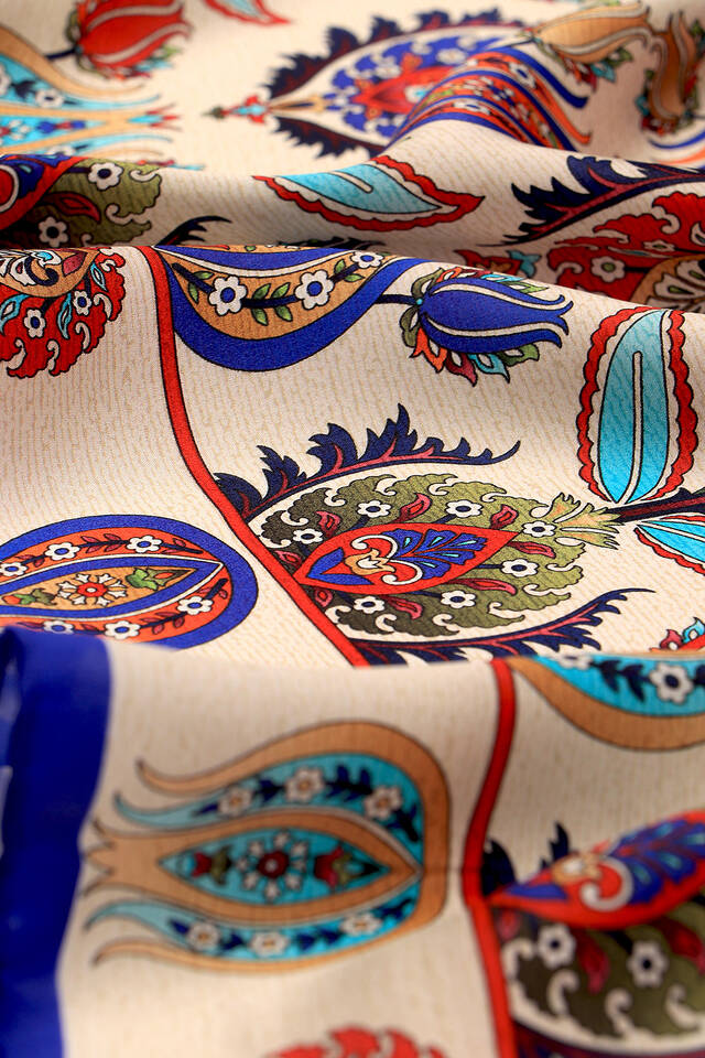 Saks İznik Desen İpek Eşarp - 3