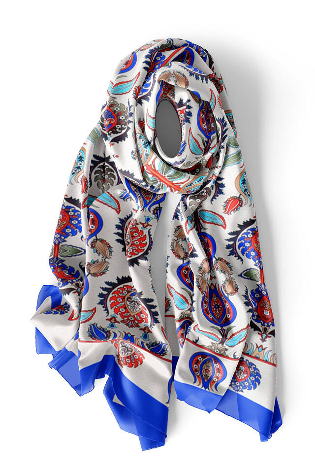 Saks Iznik Pattern Silk Foulard - 3