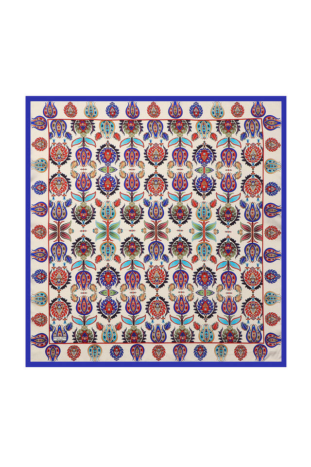 Saks Iznik Pattern Silk Square Scarf 