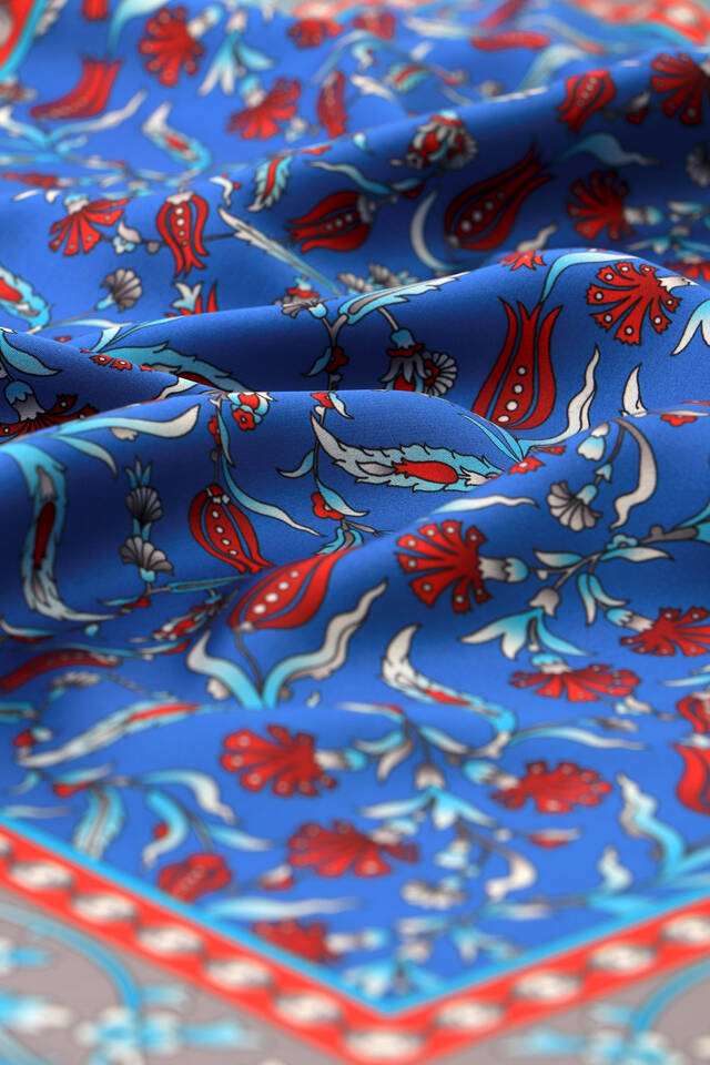 Saks Lale Karanfil Desen İpeksi Mendil - 3