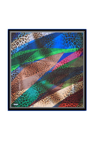 Saks Leopard Pattern Soft Square Scarf - Thumbnail