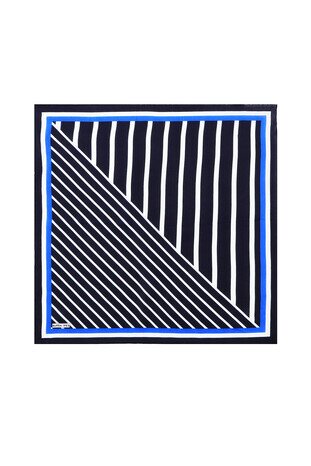 Saks Line Pattern Silk Pocket Square - Thumbnail