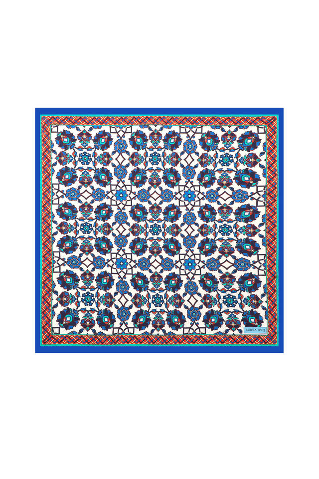 Saks Motif Desen İpeksi Mendil - Bursa İpek