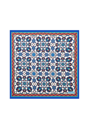 Saks Motif Pattern Silky Pocket Square - Thumbnail