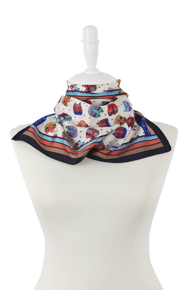 Saks Red Patterned Silky Foulard - 2