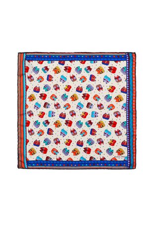 Saks Red Patterned Silky Pocket Square 