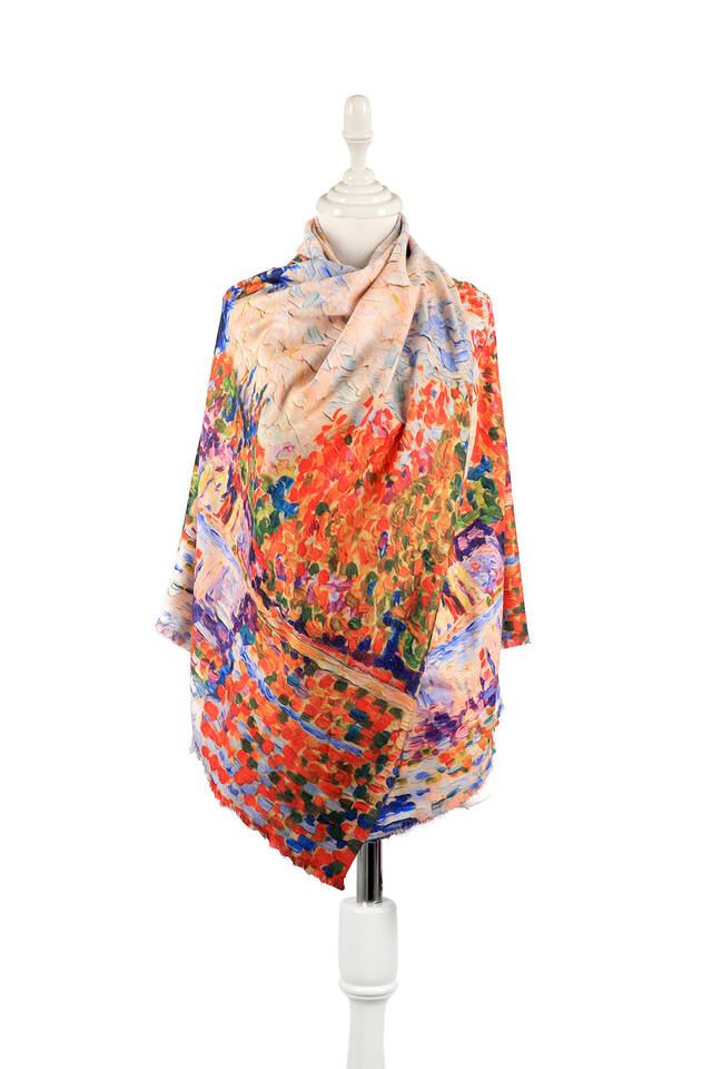 Saks Samois River Pattern Winter Shawl - Bursa İpek