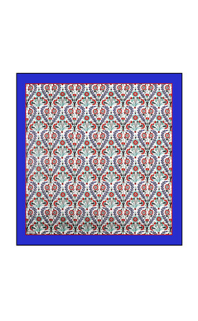 Saks Side Pattern Silk Square Scarf 