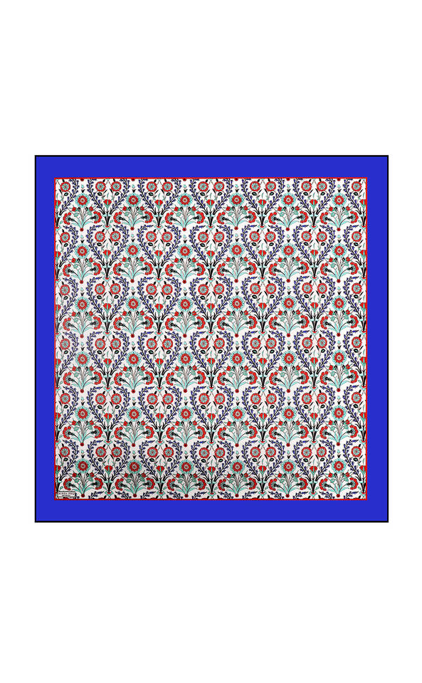 Saks Side Pattern Silk Square Scarf 