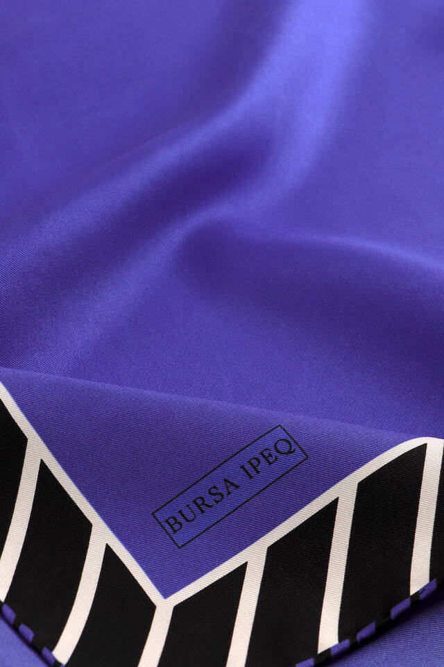 Saks Stripe Pattern Twill Silk Square Scarf - 3