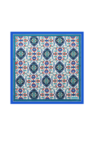 Saks Tile Pattern Silky Pocket Square - Thumbnail
