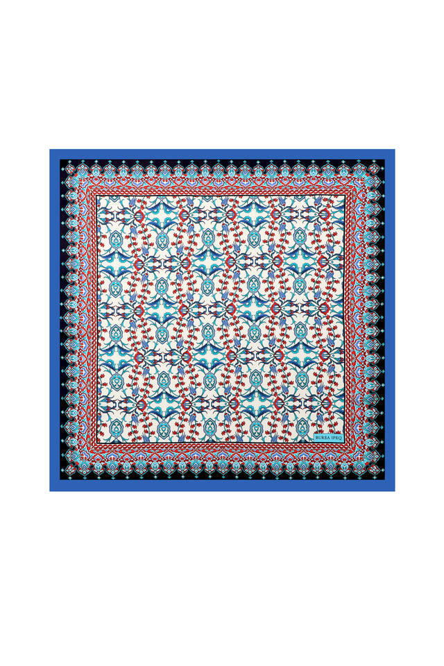 Saks Tile Tulip Pattern Silky Pocket Square 