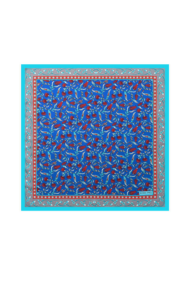 Saks Tulip Carnation Pattern Silky Pocket Square - Bursa İpek