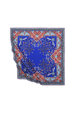Saks Turkish Motif Candlestick Tulip Pattern Silky Square Scarf 