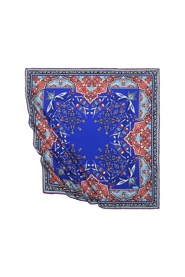Saks Turkish Motif Candlestick Tulip Pattern Silky Square Scarf - 1