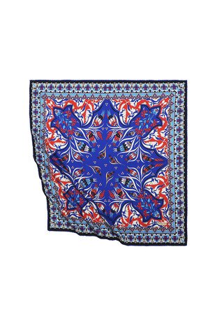 Saks Turkish Patterned Cintemani Carnation Pattern Silky Square Scarf 