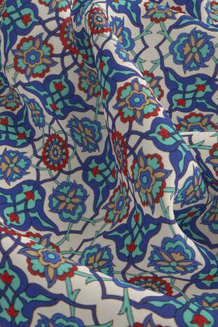 Saks Turquoise Tile Spiral Pattern Silk Pocket Square - Thumbnail