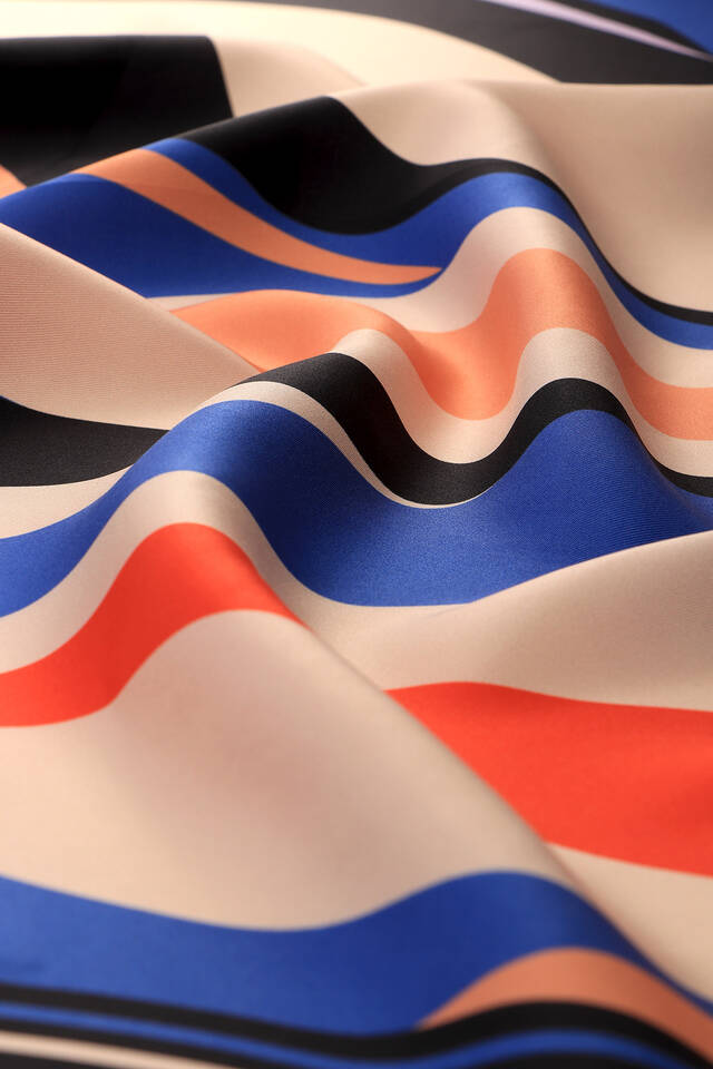 Saks Wave Pattern Twill Silk Square Scarf - 3