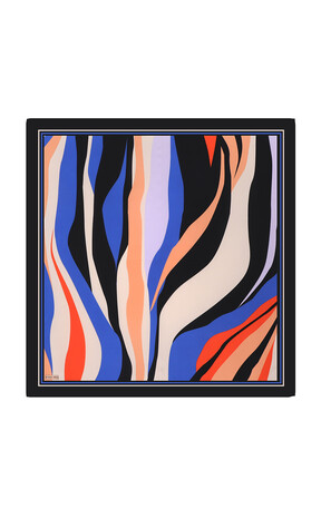 Saks Wave Pattern Twill Silk Square Scarf 