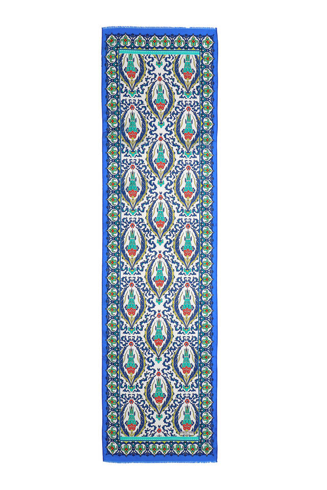 Saks Yeşil Büyük Lale Vual İpek Fular - 4