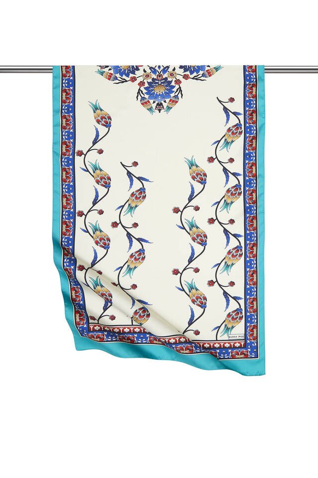 ساكس الأخضر صف نمط توليب واسعة حريري الفولار 