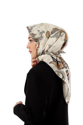 Taş Şal Desen Twill İpek Eşarp 