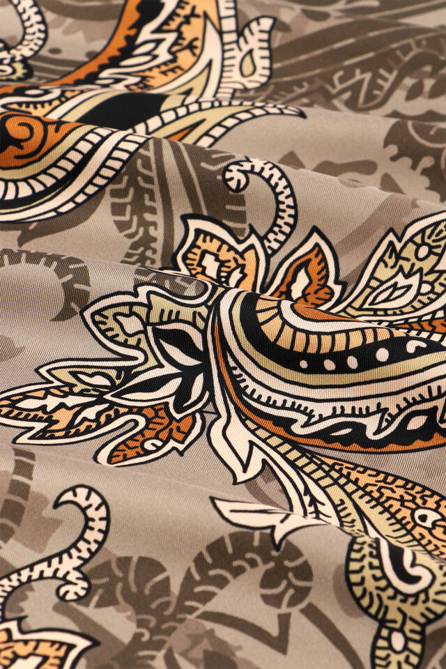 Vizon Şal Desen Twill İpek Eşarp - 3