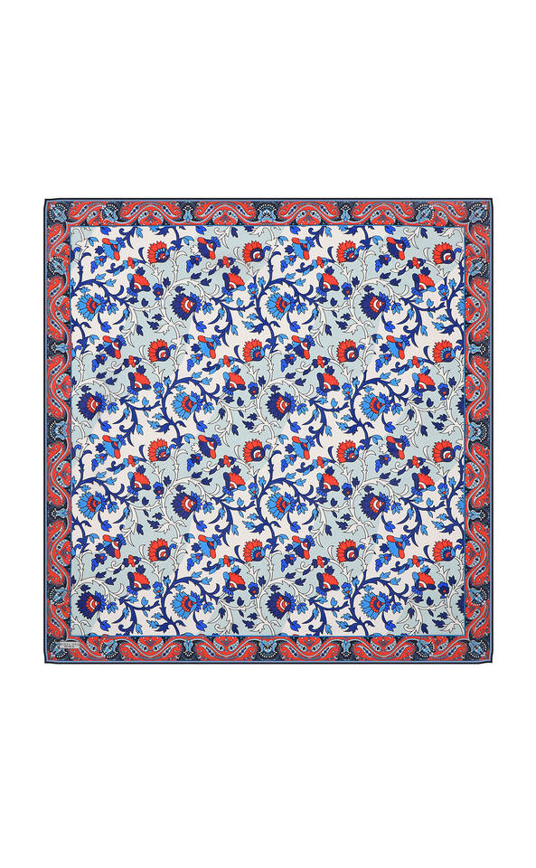 Kırmızı Şal Desen Vual İpek Eşarp - Bursa İpek