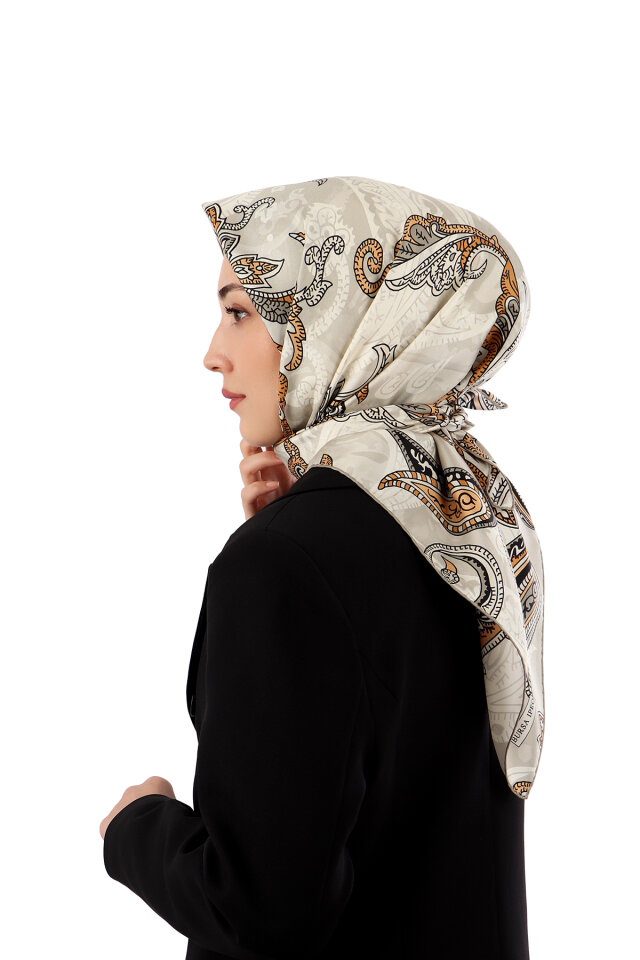 Stone Shawl Pattern Twill Silk Scarf - 1