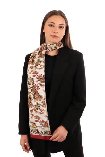 Burgundy Shawl Pattern Voile Silk Scarf 