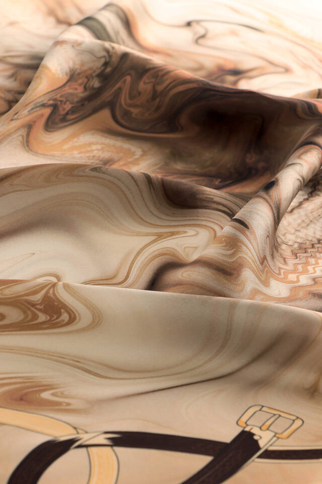 Salmon Belt Pattern Sura Silk Square Scarf - 3