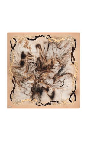 Salmon Belt Pattern Sura Silk Square Scarf 