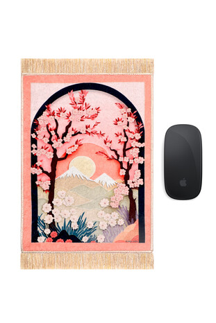 Salmon Cherry Blossom Decorative Small Carpet Mousepad 