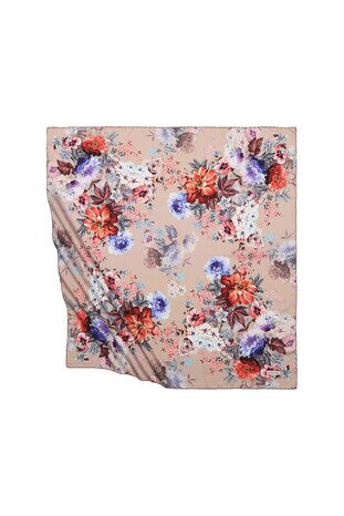 Salmon Fulya Pattern Silky Square Scarf 