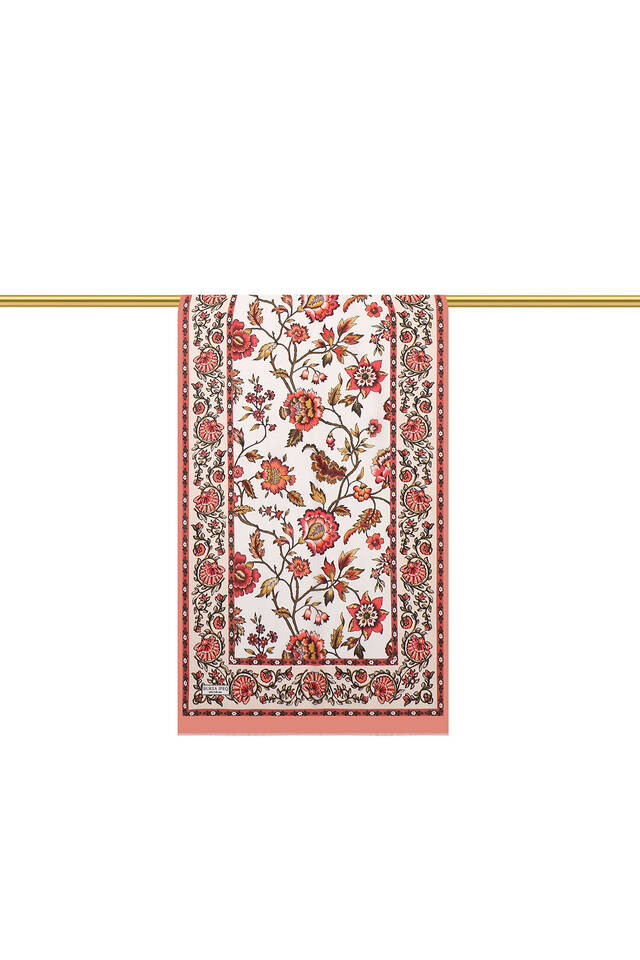Salmon Lily Pattern Voile Silk Foulard - 3