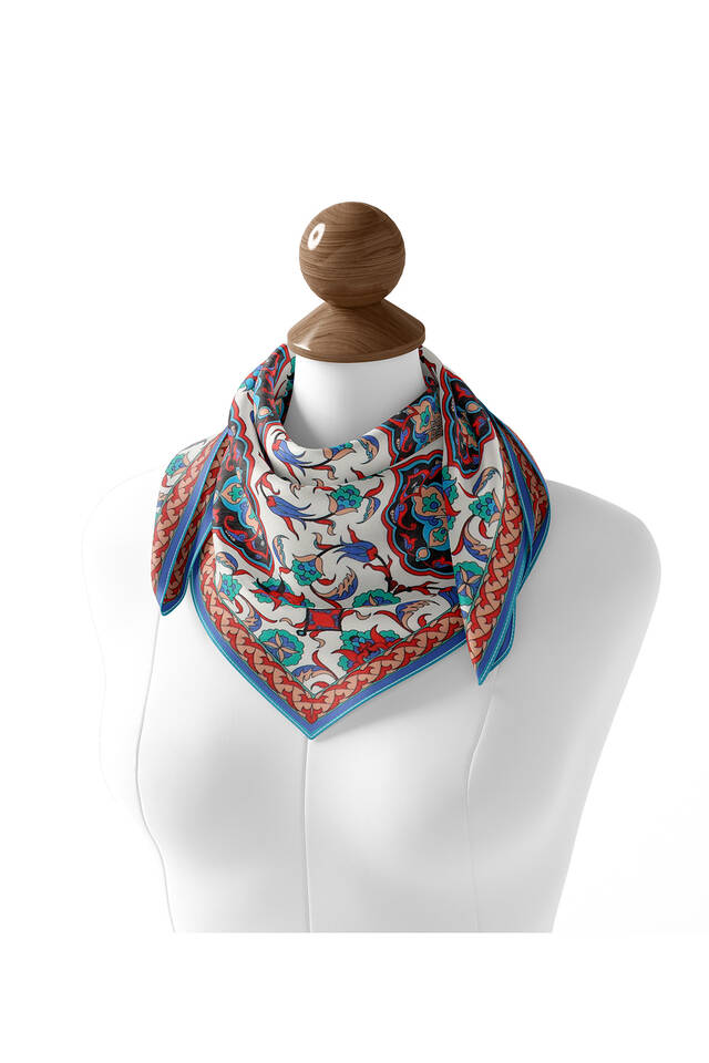 Salmon Tile Pattern Soft Square Scarf - 2