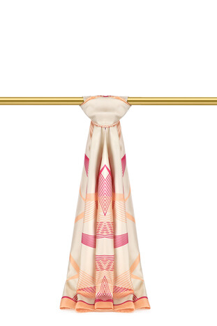 Salmon Tropic Pattern Twill Silk Scarf 