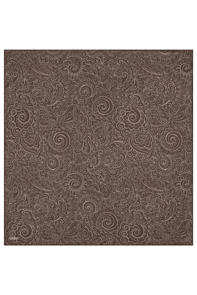 Acı Kahve Sanat Desen Twill İpek Eşarp - 2